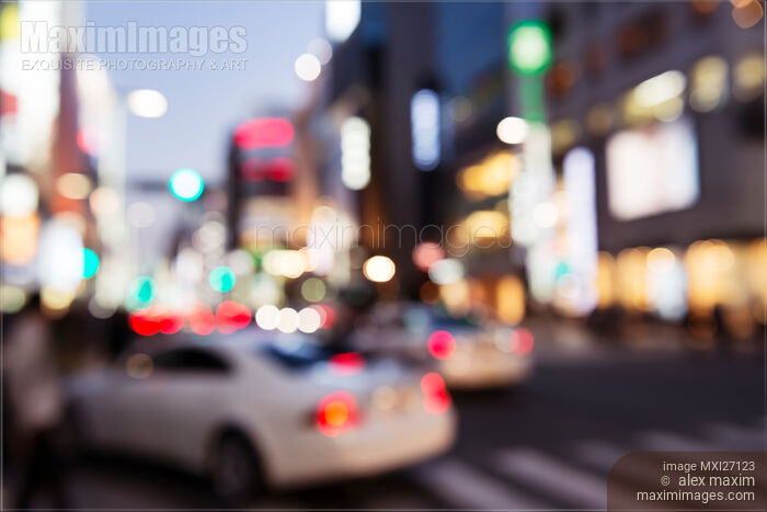 Stock photo of Abstract blurred city scenery Ginza Tokyo Buy commercial use license at MaximImages