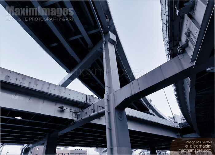 Abstract elevated highway interchange Stock photo of Abstract elevated highway interchange Buy commercial use license at MaximImages