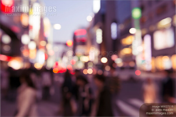 Stock photo of Abstract out-of-focus city scenery with colorful lights Buy commercial use license at MaximImages
