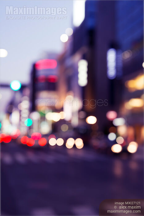 Stock photo of Abstract out-of-focus nighttime Tokyo city scenery Buy commercial use license at MaximImages
