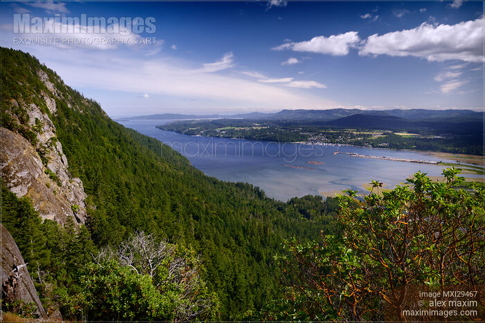 Aerial view of North Cowichan Valley and Genoa Bay nature scenery Vancouver Island Stock photo of Aerial view of North Cowichan Valley and Genoa Bay nature scenery Vancouver Island Buy commercial use license at MaximImages