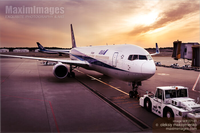 Stock photo of Air Japan ANA airplane at airport Buy commercial use license at MaximImages