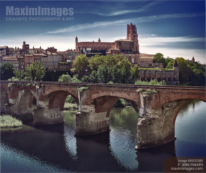 Albi Southern France Sainte-Cecile cathedral and old bridge Pont Vieux Stock photo of Albi Southern France Sainte-Cecile cathedral and old bridge Pont Vieux Buy commercial use license at MaximImages