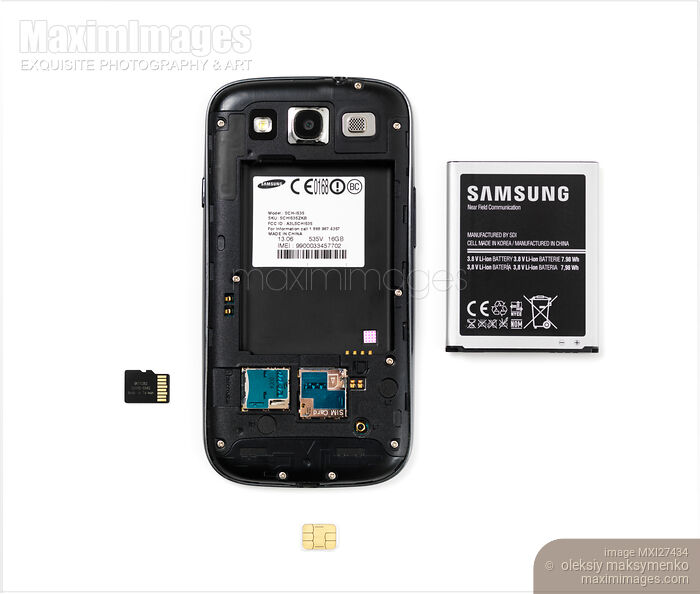 Android phone without rear cover and battery removed Stock photo of Android phone without rear cover and battery removed Buy commercial use license at MaximImages