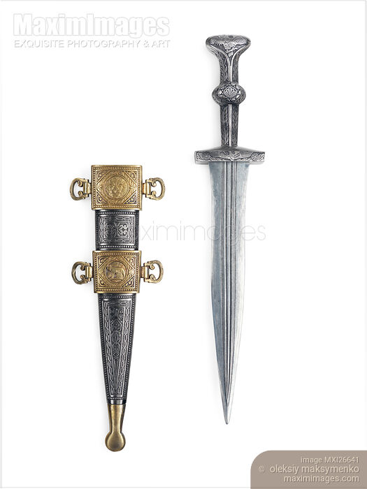 Stock photo of Antique Roman dagger with scabbard Buy commercial use license at MaximImages