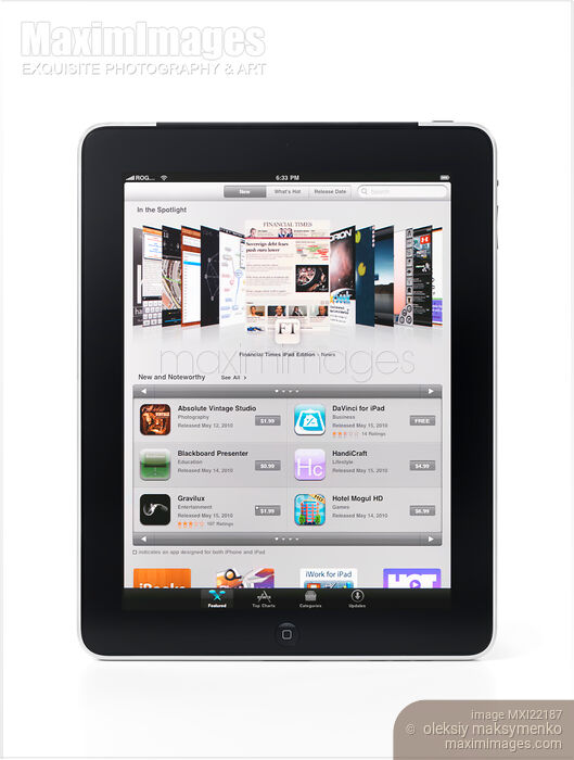 Stock photo of App Store on Apple iPad Display Buy commercial use license at MaximImages