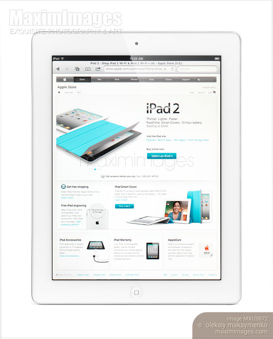 Stock photo of Apple iPad 2 Tablet Computer Buy commercial use license at MaximImages