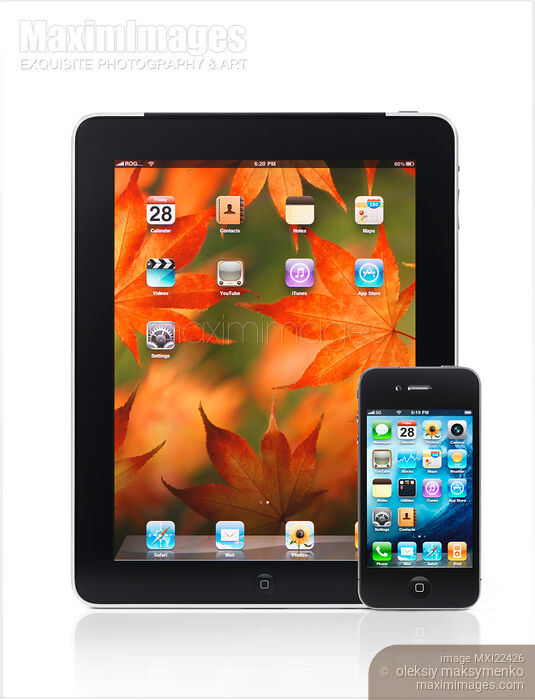 Stock photo of Apple iPad 3G and iPhone 4 Buy commercial use license at MaximImages