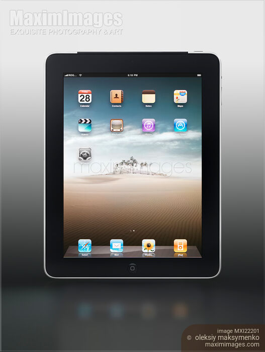 Apple iPad 3G Tablet Displaying Desktop Stock photo of Apple iPad 3G Tablet Displaying Desktop Buy commercial use license at MaximImages