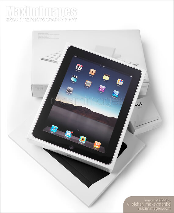Stock photo of Apple iPad and Accessories in Packaging Buy commercial use license at MaximImages