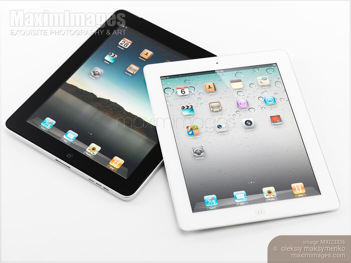 Stock photo of Apple iPad and iPad 2 Tablet Computers Buy commercial use license at MaximImages