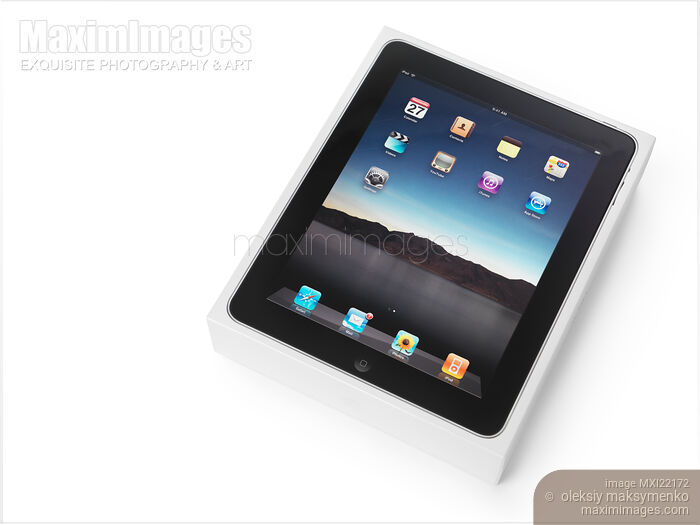 Stock photo of Apple iPad in a Box Buy commercial use license at MaximImages