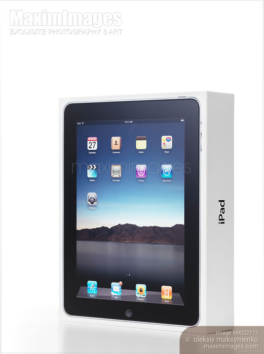 Stock photo of Apple iPad in a Box Buy commercial use license at MaximImages