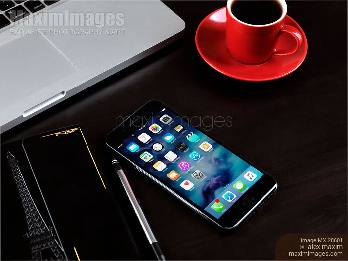 Apple iPhone 7 on desk still life Stock photo of Apple iPhone 7 on desk still life Buy commercial use license at MaximImages