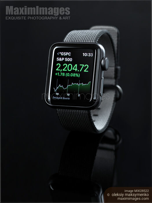 Apple Watch smartwatch stock market app Stock photo of Apple Watch smartwatch stock market app Buy commercial use license at MaximImages