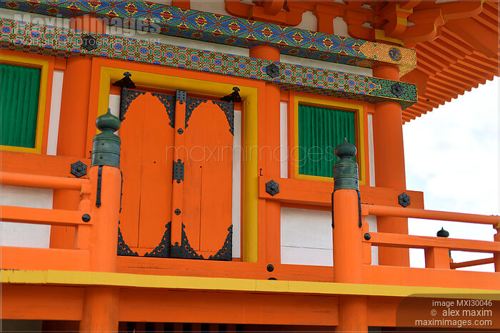 Architectural detail of Sanjunoto Kiyomizu-dera pagoda painted in bright orange Kyoto Japan Stock photo of Architectural detail of Sanjunoto Kiyomizu-dera pagoda painted in bright orange Kyoto Japan Buy commercial use license at MaximImages