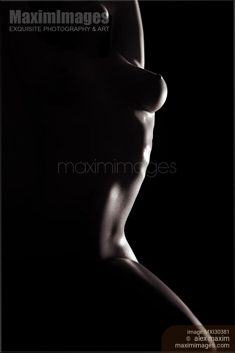 Artistic black and white abstract nude body outline of a woman breast and waist Stock photo of Artistic black and white abstract nude body outline of a woman breast and waist Buy commercial use license at MaximImages