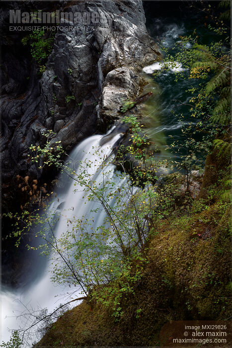 Stock photo of Artistic closeup of waterfall at Little Qualicum Falls Provincial Park Buy commercial use license at MaximImages
