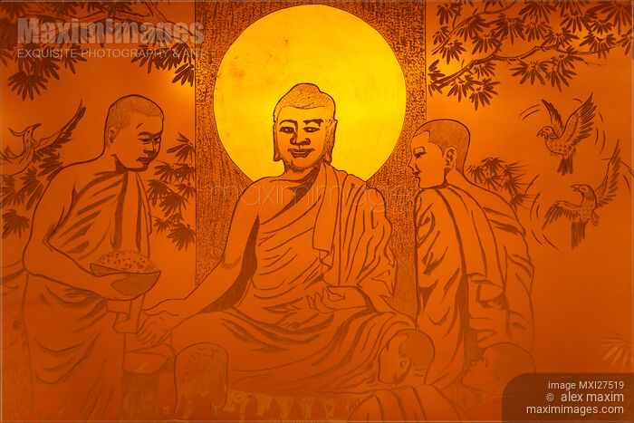 Stock photo of Artwork of Buddha with halo Buy commercial use license at MaximImages