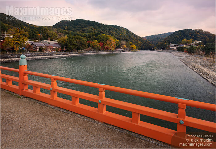 Autumn sunset scenery of Uji River from Uji brindge in Uji Japan Stock photo of Autumn sunset scenery of Uji River from Uji brindge in Uji Japan Buy commercial use license at MaximImages