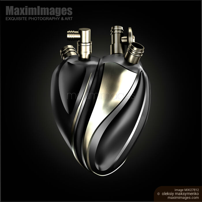 Stock image of Back steel human heart Conceptual 3D illustration Buy commercial use license at MaximImages