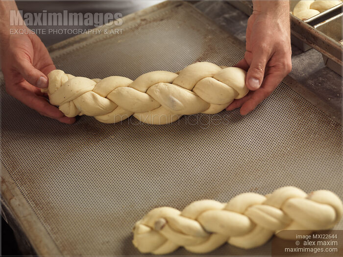 Stock photo of Baker Making Braided Bread Buy commercial use license at MaximImages