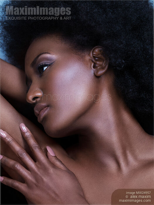 Beautiful black woman sensual face beauty portrait Stock photo of Beautiful black woman sensual face beauty portrait Buy commercial use license at MaximImages