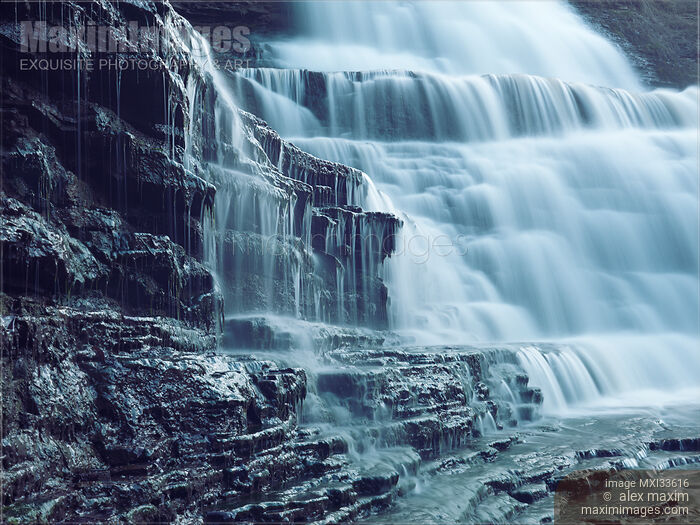 Stock photo of Beautiful Cascade waterfall dynamic closeup nature scenery Buy commercial use license at MaximImages
