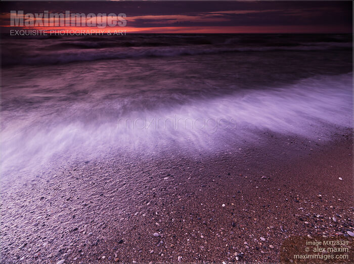 Beautiful dramatic sunset of lake Huron Pinery Provincial Park Stock photo of Beautiful dramatic sunset of lake Huron Pinery Provincial Park Buy commercial use license at MaximImages