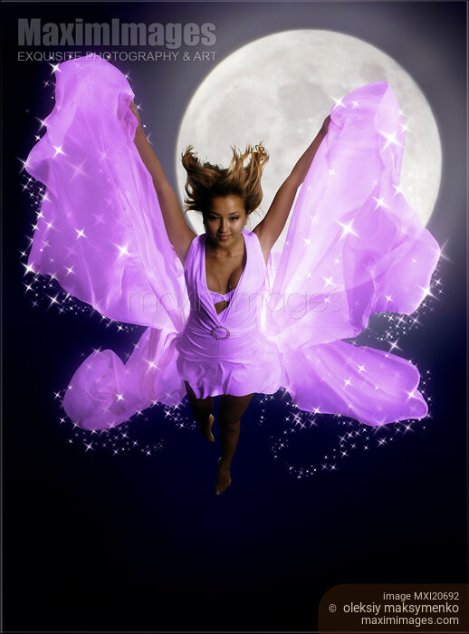 Stock photo of Beautiful Fairy Woman with Butterfly Wings Buy commercial use license at MaximImages
