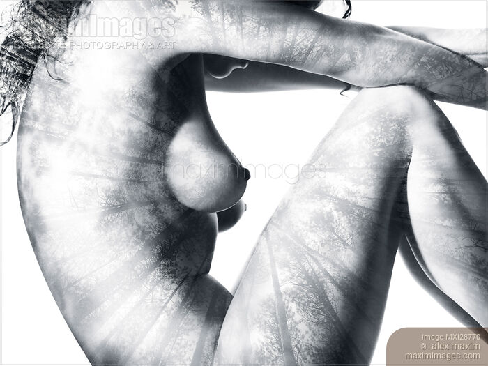 Stock photo of Beautiful nude woman body with forest nature design on it Buy commercial use license at MaximImages