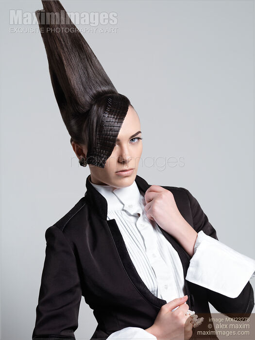 Beautiful Woman with Creative Hairstyle Stock photo of Beautiful Woman with Creative Hairstyle Buy commercial use license at MaximImages