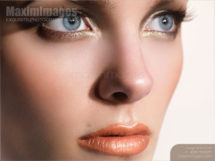 Stock photo of Beautiful Woman's Face Closeup Portrait Buy commercial use license at MaximImages