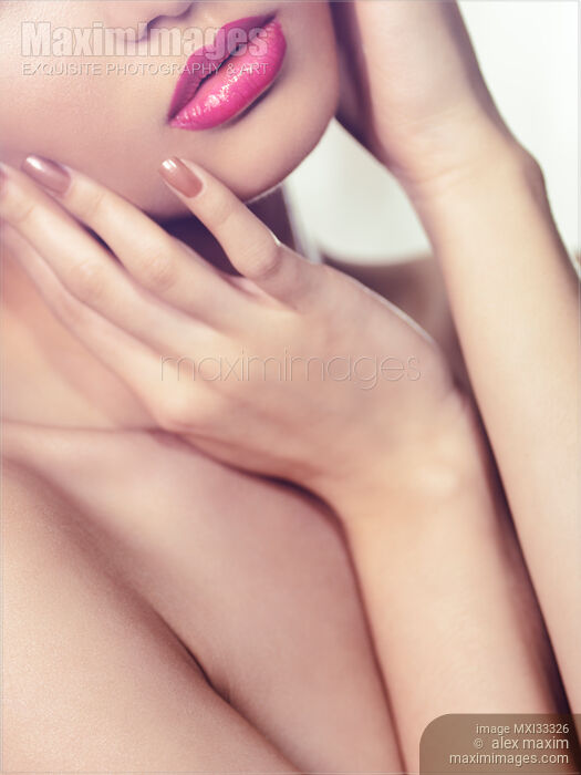 Beauty face closeup of sensual woman mouth with pink lipstick Stock photo of Beauty face closeup of sensual woman mouth with pink lipstick Buy commercial use license at MaximImages