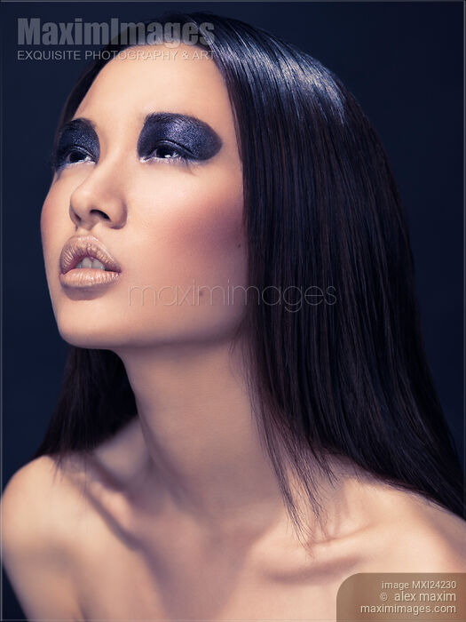 Beauty portrait of asian woman with black eyeshadows Stock photo of Beauty portrait of asian woman with black eyeshadows Buy commercial use license at MaximImages