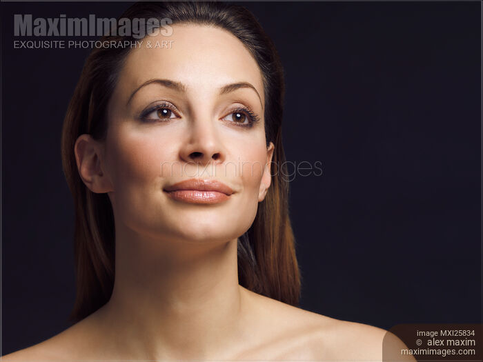 Beauty portrait of smiling woman with clean natural look Stock photo of Beauty portrait of smiling woman with clean natural look Buy commercial use license at MaximImages