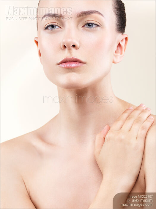 Beauty portrait of young beautiful woman with clean natural look