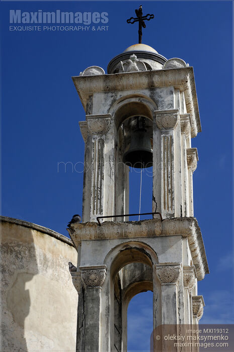 Stock photo of Bell Tower of Timios Stavros Ancient Orthodox Church in Cyprus Buy commercial use license at MaximImages