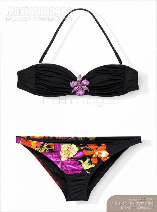 Bikini swimsuit with tropical floral pattern Stock photo of Bikini swimsuit with tropical floral pattern Buy commercial use license at MaximImages