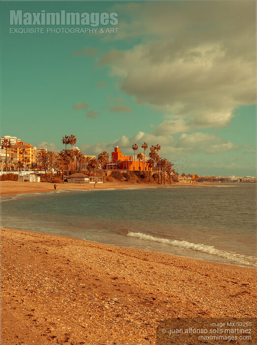 Bil Bil castle in Malaga in summertime seashore scenery. Benalmadena, Seville. Stock photo of Bil Bil castle in Malaga in summertime seashore scenery. Benalmadena, Seville. Buy commercial use license at MaximImages