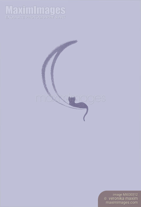 Black cat lying on the waning moon artistic illustration design on lavender purple Stock image of Black cat lying on the waning moon artistic illustration design on lavender purple Buy commercial use license at MaximImages
