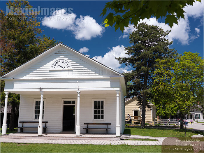 Stock photo of Black Creek Pioneer Village town hall Buy commercial use license at MaximImages