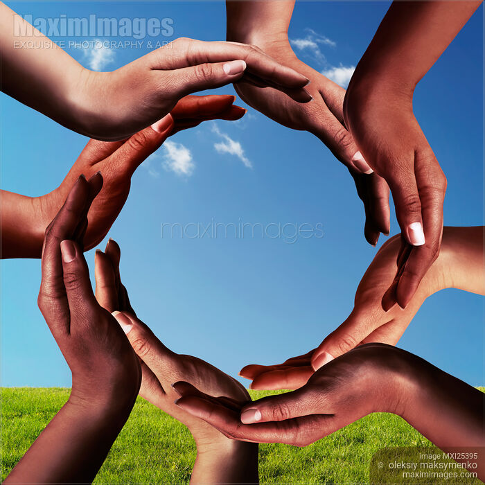 Stock photo Black Hands Making a Circle Together MaximImages Image