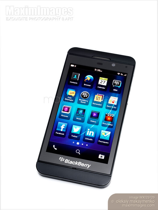 Stock photo of Blackberry Z10 phone Buy commercial use license at MaximImages