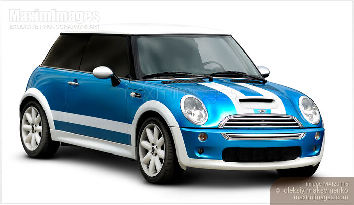 Stock photo of Blue Car Mini Cooper Buy commercial use license at MaximImages