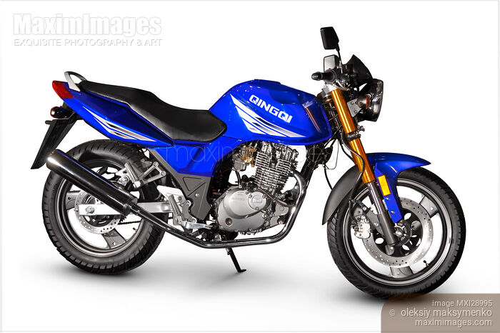 Blue QingQi Motorcycle Stock photo of Blue QingQi Motorcycle Buy commercial use license at MaximImages