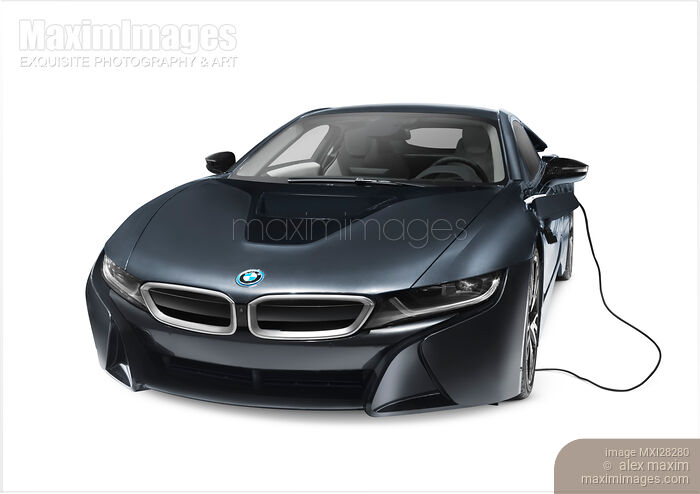 Stock photo of BMW i8 plug-in hybrid luxury sports car Buy commercial use license at MaximImages