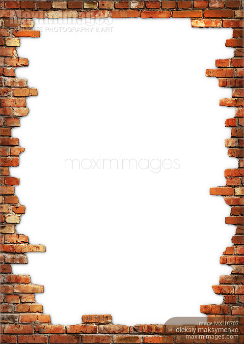 Stock photo of Brick wall frame isolated on white Buy commercial use license at MaximImages