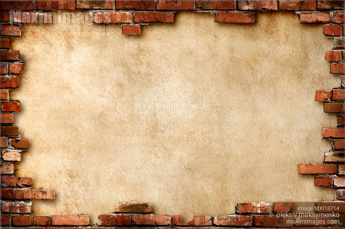 Stock photo of Brick wall grungy frame Buy commercial use license at MaximImages