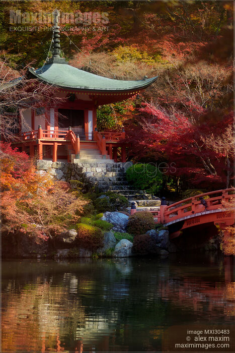 Bridge and steps leading to Bentendo Hall Daigo-ji temple Kyoto Stock photo of Bridge and steps leading to Bentendo Hall Daigo-ji temple Kyoto Buy commercial use license at MaximImages